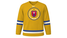 Load image into Gallery viewer, Araw ng Kagitingan Original Hockey Jersey in Gold, front view – custom name and number