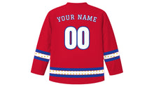 Load image into Gallery viewer, Araw ng Kagitingan Original Hockey Jersey in Red, back view with your name and number