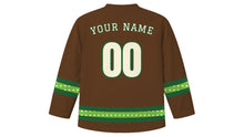 Load image into Gallery viewer, Arbor Day Original Hockey Jersey in Bark Brown, back view with your name and number