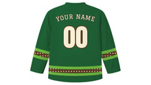 Load image into Gallery viewer, Arbor Day Original Hockey Jersey in Forest Green, back view with your name and number