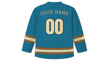 Load image into Gallery viewer, Argungu Fishing Festival Original Hockey Jersey in River Blue, back view with your name and number