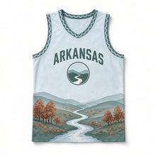 Load image into Gallery viewer, Arkansas Ozark Hollows Original Basketball Jersey in Hollow Mist, front view – custom name and number