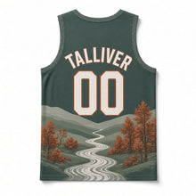 Load image into Gallery viewer, Arkansas Ozark Hollows Original Basketball Jersey in Ozark Green, back view with your name and number