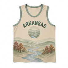 Load image into Gallery viewer, Arkansas Ozark Hollows Original Basketball Jersey in Creek Stone, front view – custom name and number