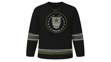 Load image into Gallery viewer, Armed Forces Day Original Hockey Jersey in Black, front view – custom name and number