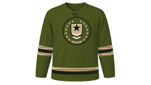 Load image into Gallery viewer, Armed Forces Day Original Hockey Jersey in Olive Green, front view – custom name and number