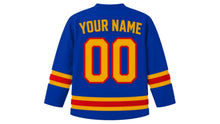 Load image into Gallery viewer, Armenia Original Hockey Jersey in Blue, back view with your name and number