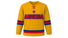 Load image into Gallery viewer, Armenia Original Hockey Jersey in Orange, front view – custom name and number