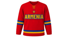 Load image into Gallery viewer, Armenia Original Hockey Jersey in Red, front view – custom name and number