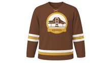 Load image into Gallery viewer, Arusha Original Hockey Jersey in Highland Coffee Brown, front view – custom name and number