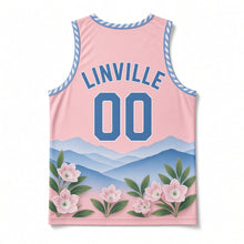 Load image into Gallery viewer, Asheville Blue Ridge Original Basketball Jersey in Laurel Pink, back view with your name and number
