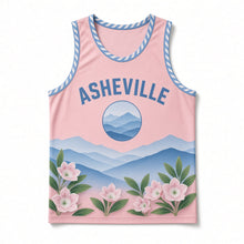 Load image into Gallery viewer, Asheville Blue Ridge Original Basketball Jersey in Laurel Pink, front view – custom name and number
