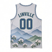 Load image into Gallery viewer, Asheville Blue Ridge Original Basketball Jersey in Mountain Mist, back view with your name and number