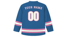 Load image into Gallery viewer, Asunción Original Hockey Jersey in Paraguay River Blue, back view with your name and number