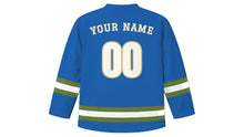 Load image into Gallery viewer, Athens Original Hockey Jersey in Aegean Blue, back view with your name and number