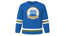 Load image into Gallery viewer, Athens Original Hockey Jersey in Aegean Blue, front view – custom name and number