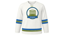 Load image into Gallery viewer, Athens Original Hockey Jersey in Marble White, front view – custom name and number