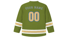 Load image into Gallery viewer, Athens Original Hockey Jersey in Olive Green, back view with your name and number
