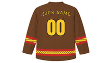 Load image into Gallery viewer, Ati-Atihan Original Hockey Jersey in Earth Brown, back view with your name and number