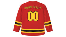 Load image into Gallery viewer, Ati-Atihan Original Hockey Jersey in Fire Red, back view with your name and number