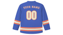 Load image into Gallery viewer, Austin Original Hockey Jersey in Bluebonnet Blue, back view with your name and number