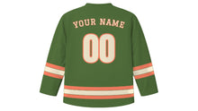 Load image into Gallery viewer, Austin Original Hockey Jersey in Live Oak Green, back view with your name and number