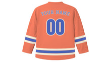 Load image into Gallery viewer, Austin Original Hockey Jersey in Sunset Coral, back view with your name and number