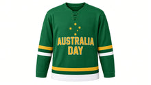 Load image into Gallery viewer, Australia Day Original Hockey Jersey in Green, front view – custom name and number