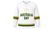 Load image into Gallery viewer, Australia Day Original Hockey Jersey in White, front view – custom name and number