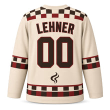 Load image into Gallery viewer, Austria Coffeehouse Classic Original Hockey Jersey in Melange Cream, back view with your name and number