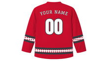 Load image into Gallery viewer, Austrian National Day Original Hockey Jersey in Austrian Red, back view with your name and number