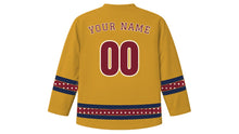 Load image into Gallery viewer, Autumn Equinox Original Hockey Jersey in Golden Ochre, back view with your name and number