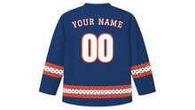 Load image into Gallery viewer, Awa Odori Original Hockey Jersey in Indigo, back view with your name and number