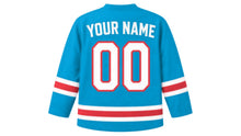 Load image into Gallery viewer, Azerbaijan Original Hockey Jersey in Blue, back view with your name and number
