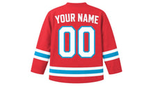 Load image into Gallery viewer, Azerbaijan Original Hockey Jersey in Red, back view with your name and number