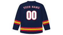 Load image into Gallery viewer, Back to School Original Hockey Jersey in Navy, back view with your name and number