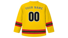 Load image into Gallery viewer, Back to School Original Hockey Jersey in School Bus Yellow, back view with your name and number