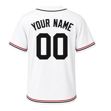 Load image into Gallery viewer, Backyard Hammock Milwaukee Baseball Jersey in Lazy Day White, back view with your name and number – custom block name and number with striped sleeves
