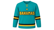 Load image into Gallery viewer, Bahamas Original Hockey Jersey in Aquamarine, front view – custom name and number
