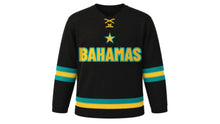 Load image into Gallery viewer, Bahamas Original Hockey Jersey in Black, front view – custom name and number