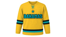 Load image into Gallery viewer, Bahamas Original Hockey Jersey in Gold, front view – custom name and number