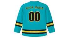 Load image into Gallery viewer, Bahamas Independence Day Original Hockey Jersey in Aquamarine, back view with your name and number