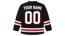 Load image into Gallery viewer, Bahrain Original Hockey Jersey in Black, back view with your name and number