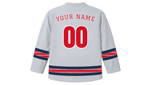 Load image into Gallery viewer, Bahrain National Day Original Hockey Jersey in Pearl Gray, back view with your name and number
