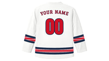 Load image into Gallery viewer, Bahrain National Day Original Hockey Jersey in White, back view with your name and number