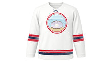Load image into Gallery viewer, Bahrain National Day Original Hockey Jersey in White, front view – custom name and number