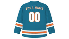Load image into Gallery viewer, Baku Original Hockey Jersey in Caspian Blue, back view with your name and number
