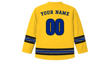 Load image into Gallery viewer, Barbados Independence Day Original Hockey Jersey in Gold, back view with your name and number