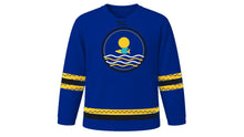Load image into Gallery viewer, Barbados Independence Day Original Hockey Jersey in Ultramarine, front view – custom name and number