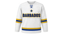 Load image into Gallery viewer, Barbados Original Hockey Jersey in White, front view – custom name and number